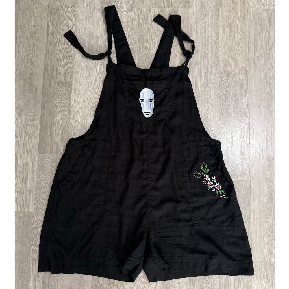 Spirited Away Studio Ghibli Linen Blend No Face Embroidered Shortalls Size XL